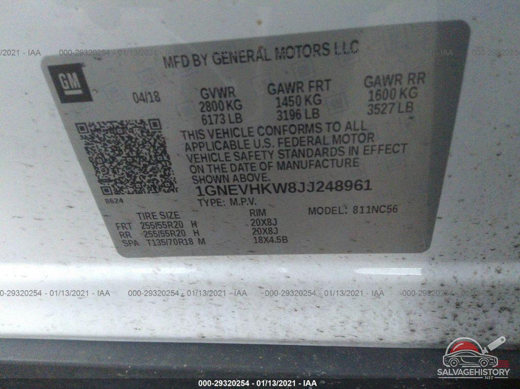 1GNEVHKW8JJ248961 2018 CHEVROLET TRAVERSE photo no. 9