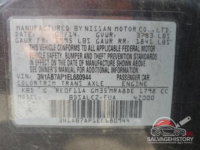 3N1AB7AP1EL680944 2014 NISSAN SENTRA photo no. 12