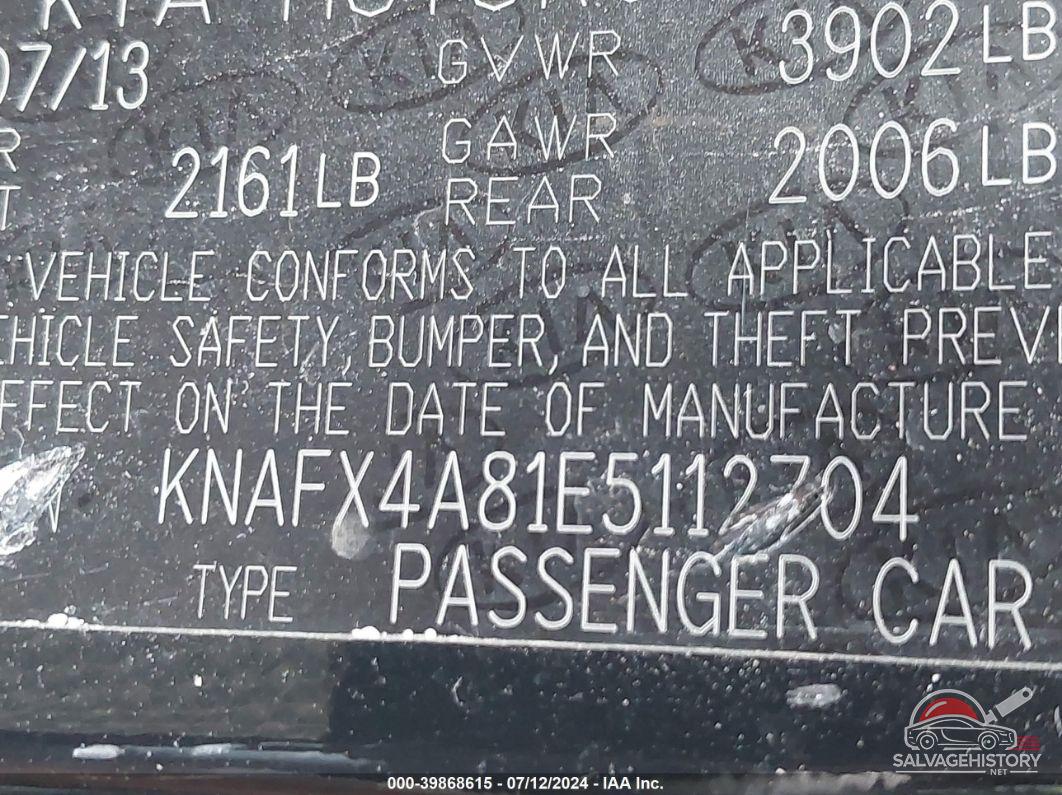 KNAFX4A81E5112704 2014 KIA FORTE photo no. 9