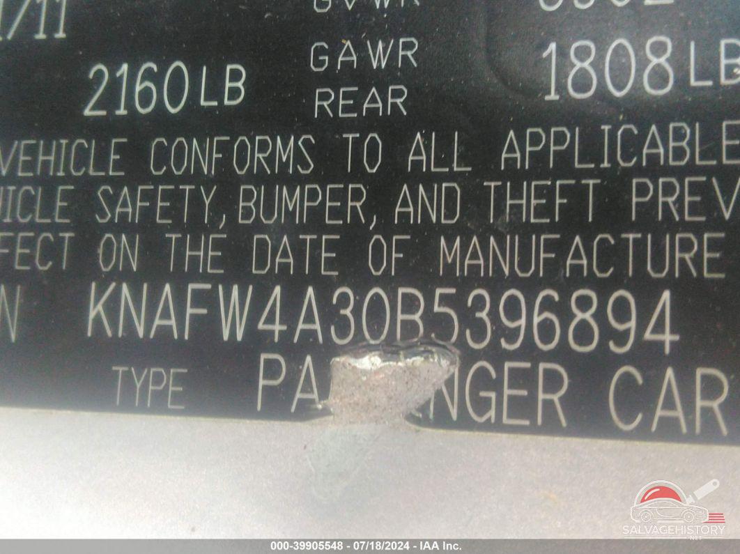 KNAFW4A30B5396894 2011 KIA FORTE photo no. 9