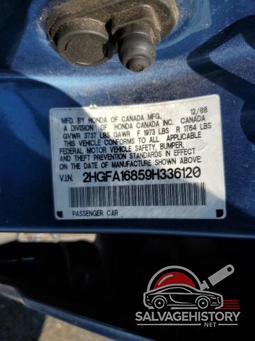 2HGFA16859H336120 2009 HONDA CIVIC photo no. 12