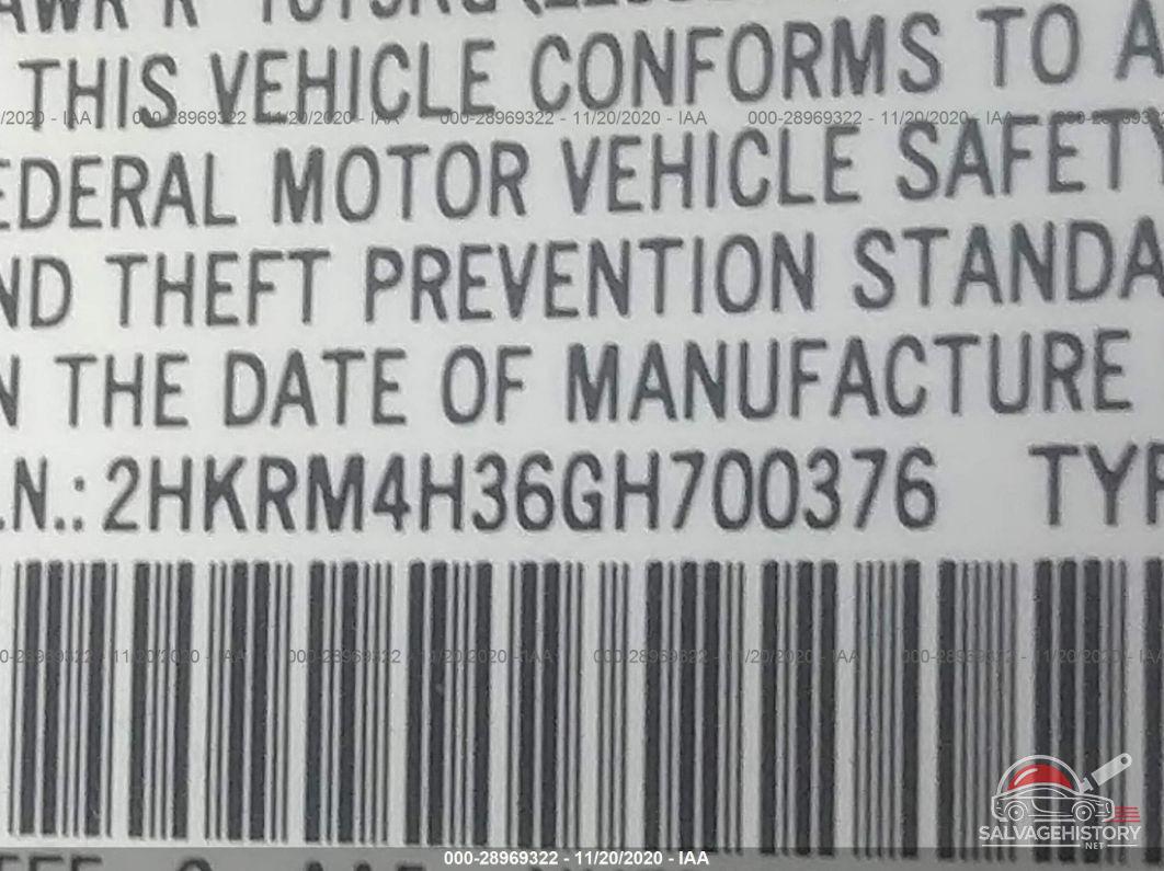2HKRM4H36GH700376 2016 HONDA CR-V photo no. 9