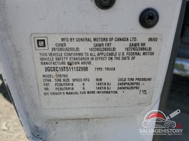 2GCEC19T511132998 2001 CHEVROLET ALL Models photo no. 12