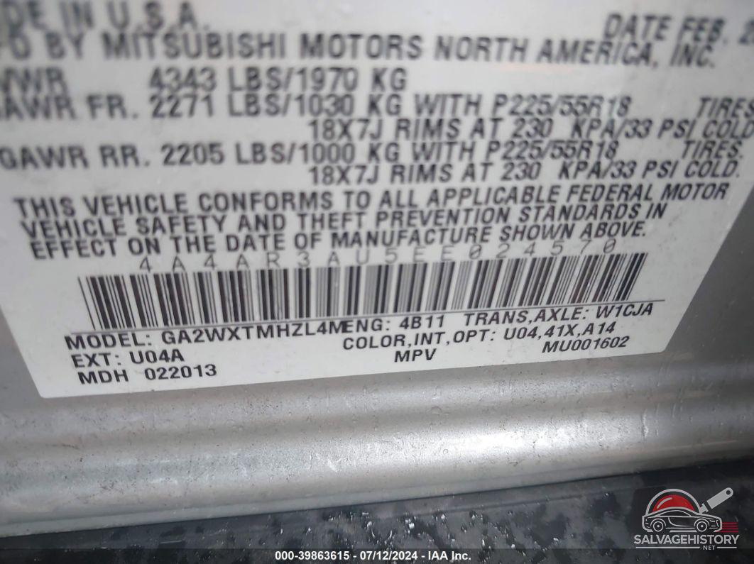 4A4AR3AU5EE024570 2014 MITSUBISHI OUTLANDER SPORT photo no. 9