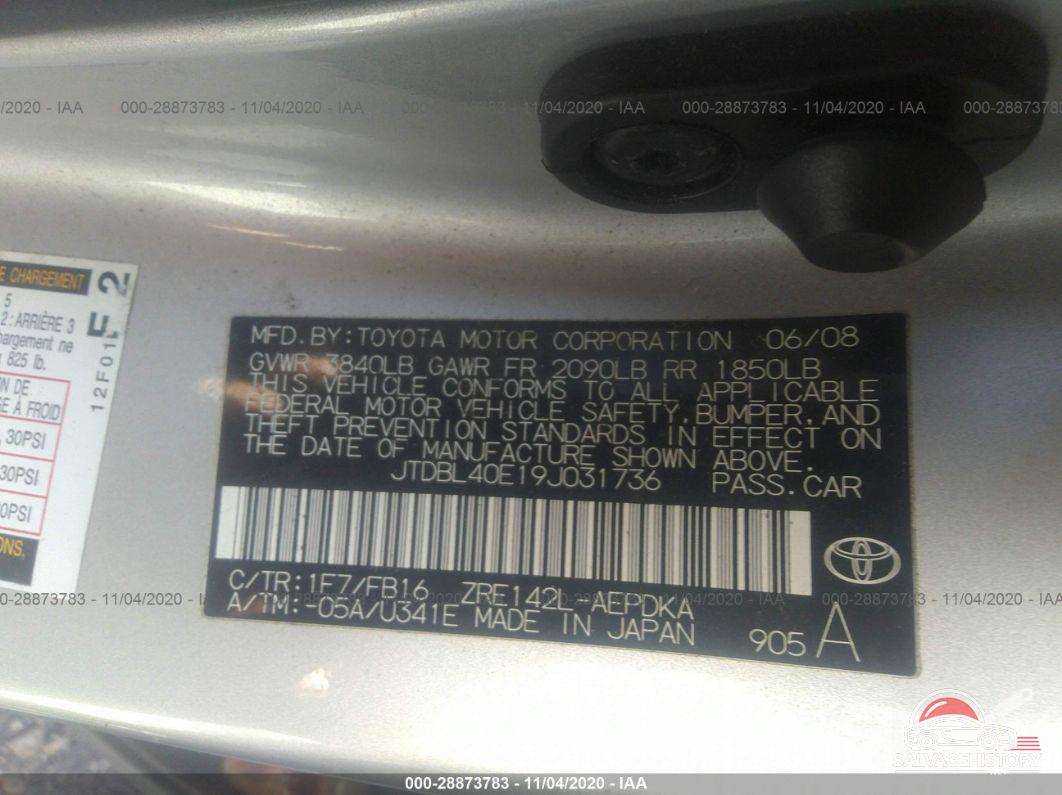 JTDBL40E19J031736 2009 TOYOTA COROLLA photo no. 9