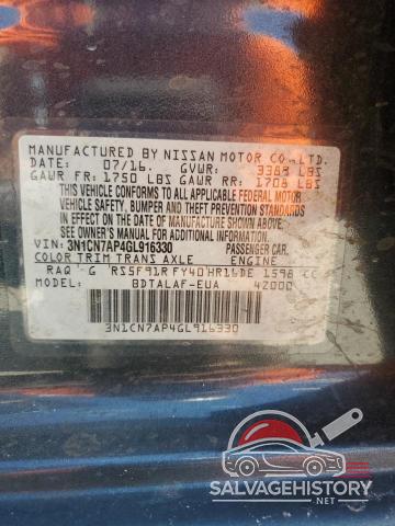 3N1CN7AP4GL916330 2016 NISSAN VERSA photo no. 13