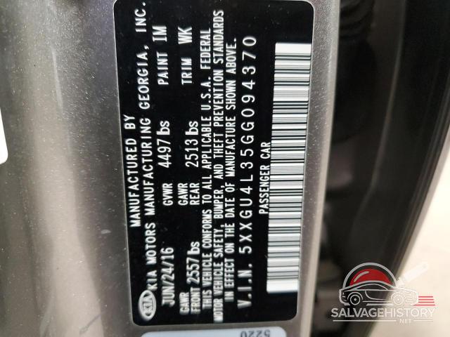 5XXGU4L35GG094370 2016 KIA OPTIMA photo no. 12