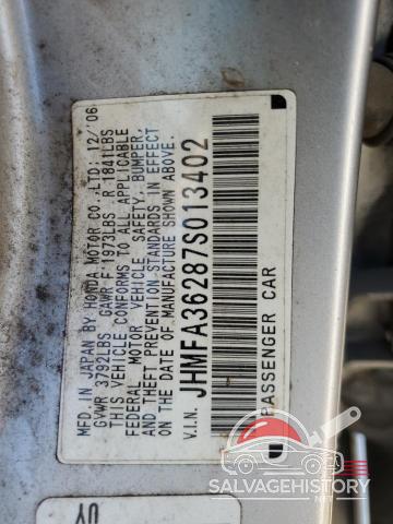 JHMFA36287S013402 2007 HONDA CIVIC photo no. 12