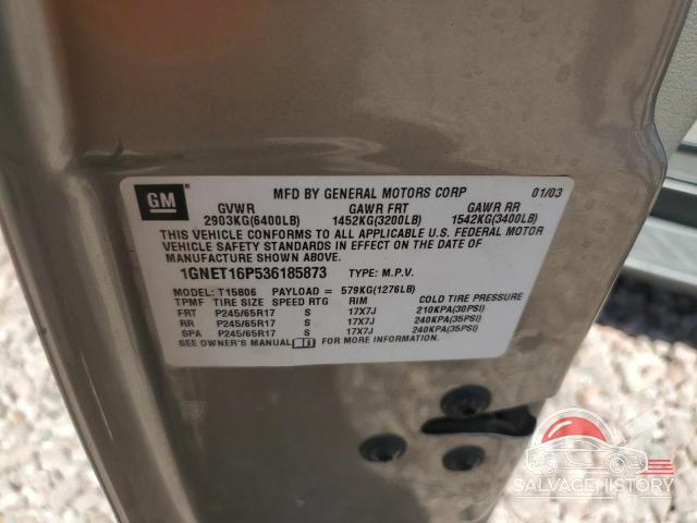 1GNET16P536185873 2003 CHEVROLET TRAILBLZR photo no. 12