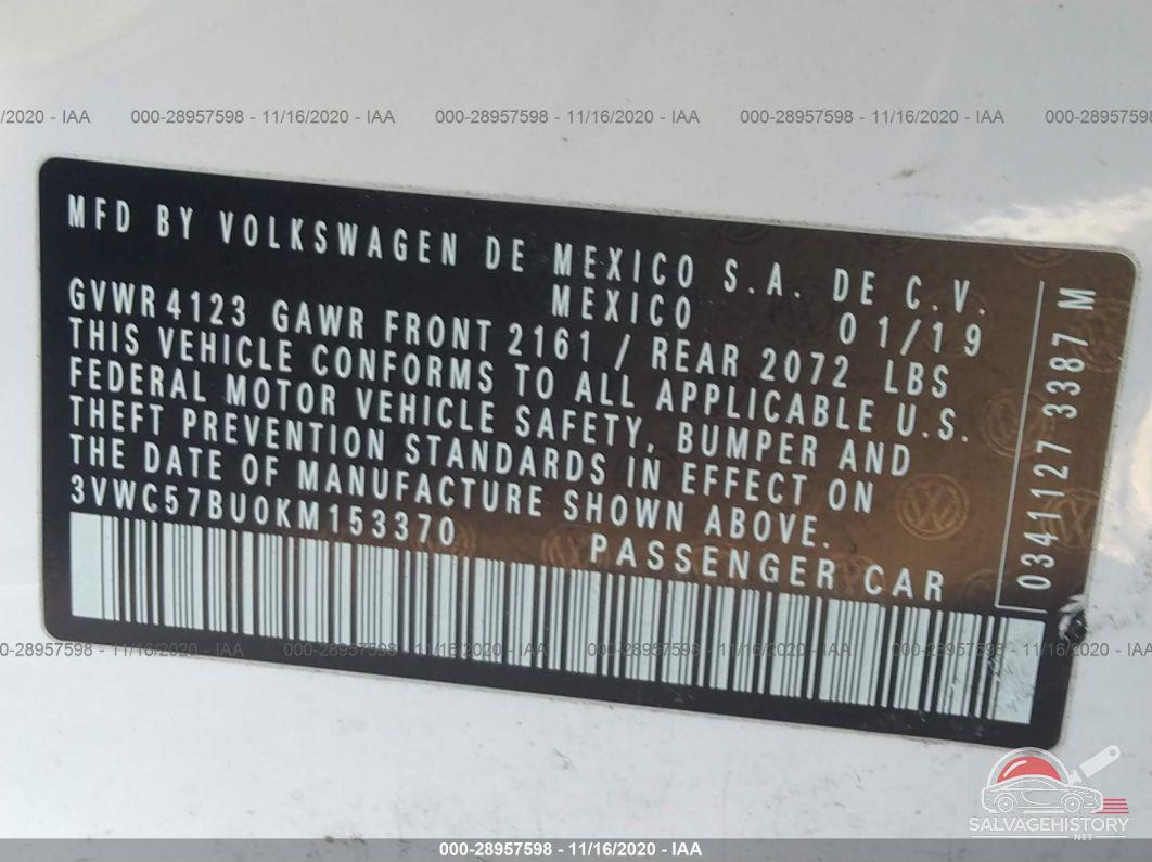 3VWC57BU0KM153370 2019 VOLKSWAGEN JETTA photo no. 9