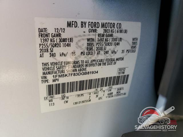 1FM5K7F83DGB81934 2013 FORD EXPLORER photo no. 14