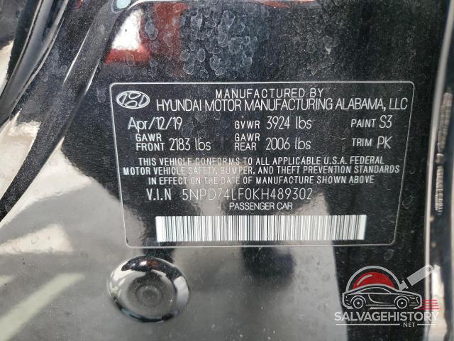 5NPD74LF0KH489302 2019 HYUNDAI ELANTRA photo no. 12