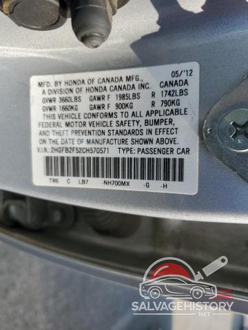 2HGFB2F52CH570571 2012 HONDA CIVIC photo no. 13