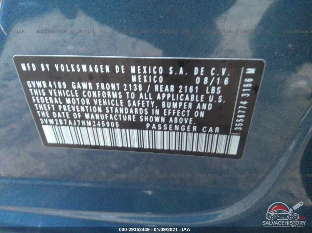 3VW2B7AJ7HM245905 2017 VOLKSWAGEN JETTA photo no. 9
