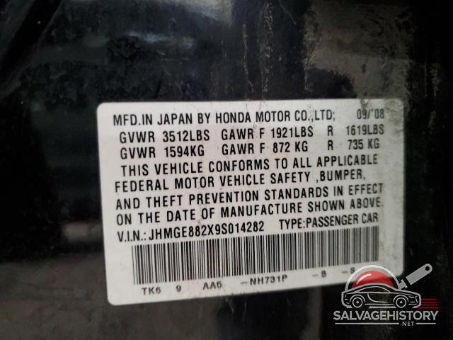 JHMGE882X9S014282 2009 HONDA FIT photo no. 12