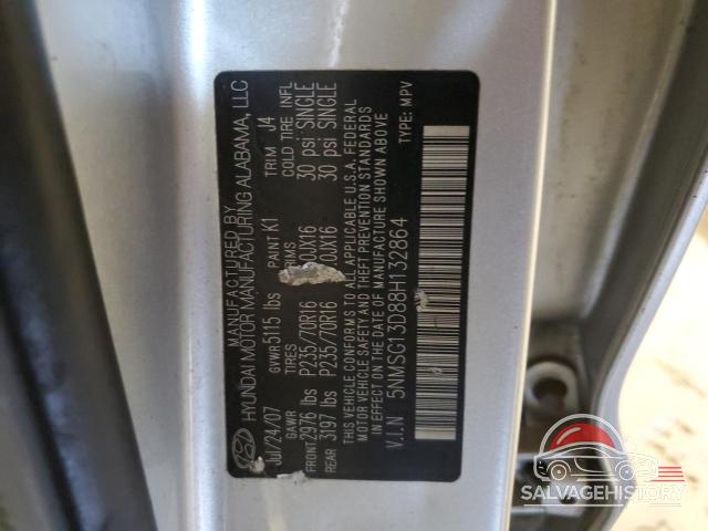 5NMSG13D88H132864 2008 HYUNDAI SANTA FE photo no. 13