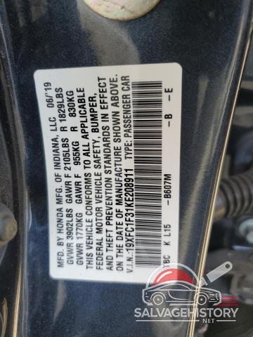 19XFC1F31KE208911 2019 HONDA CIVIC photo no. 12