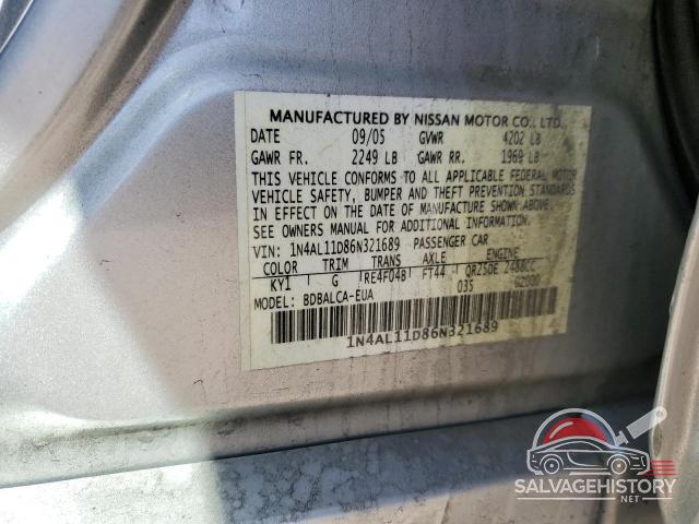 1N4AL11D86N321689 2006 NISSAN ALTIMA photo no. 12