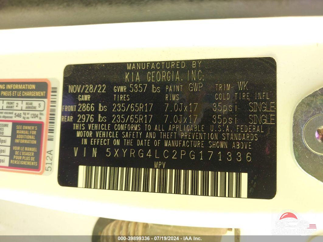 5XYRG4LC2PG171336 2023 KIA SORENTO photo no. 9