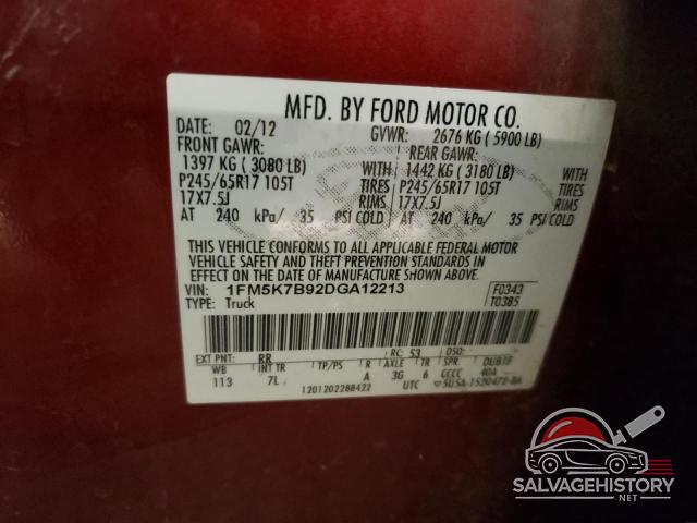 1FM5K7B92DGA12213 2013 FORD EXPLORER photo no. 14