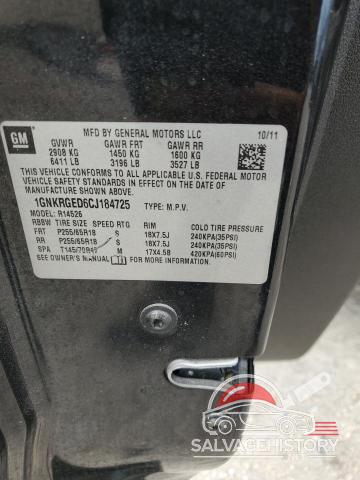 1GNKRGED6CJ184725 2012 CHEVROLET TRAVERSE photo no. 13