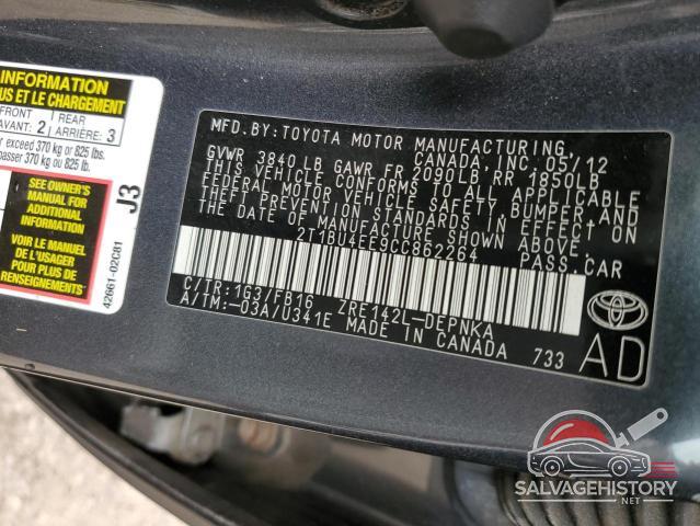 2T1BU4EE9CC862264 2012 TOYOTA COROLLA photo no. 12