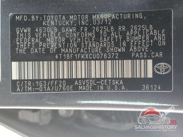 4T1BF1FKXCU076372 2012 TOYOTA CAMRY photo no. 12