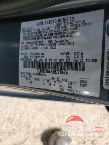 3LNHL2GC8BR770676 2011 LINCOLN MKZ photo no. 12