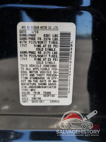 JN8AS5MV9AW134736 2010 NISSAN ROGUE photo no. 13