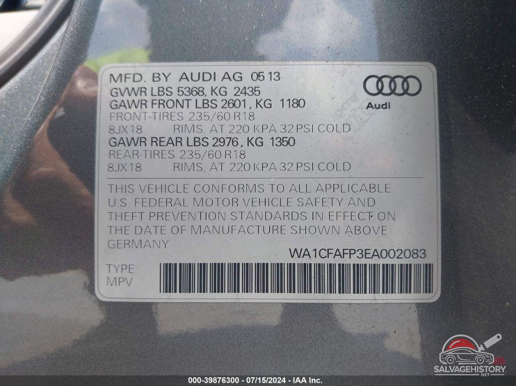 WA1CFAFP3EA002083 2014 AUDI Q5 photo no. 9