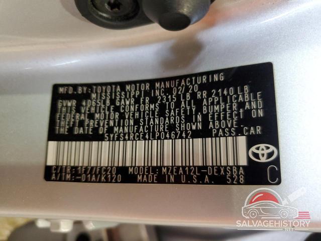 5YFS4RCE4LP046742 2020 TOYOTA COROLLA photo no. 13
