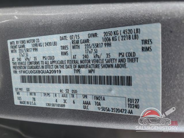 1FMCU0GX8GUA20919 2016 FORD ESCAPE photo no. 12