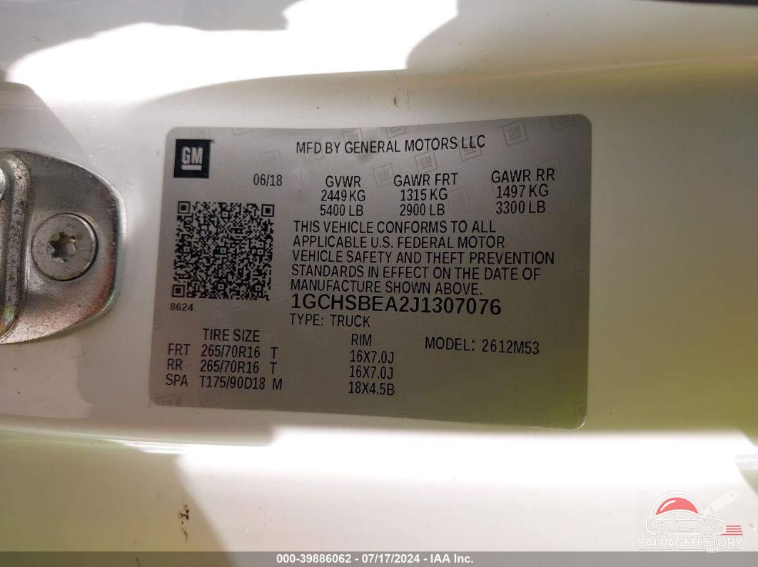 1GCHSBEA2J1307076 2018 CHEVROLET COLORADO photo no. 9