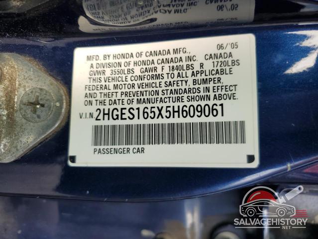 2HGES165X5H609061 2005 HONDA CIVIC photo no. 12