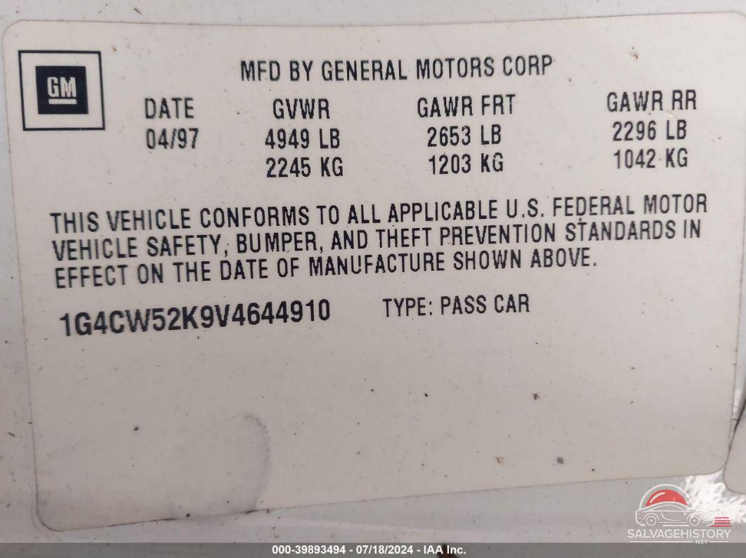 1G4CW52K9V4644910 1997 BUICK PARK AVENUE photo no. 9