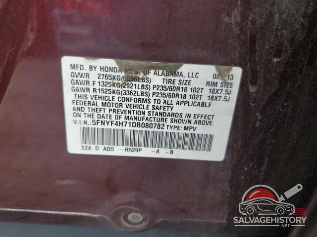 5FNYF4H71DB080782 2013 HONDA PILOT photo no. 13