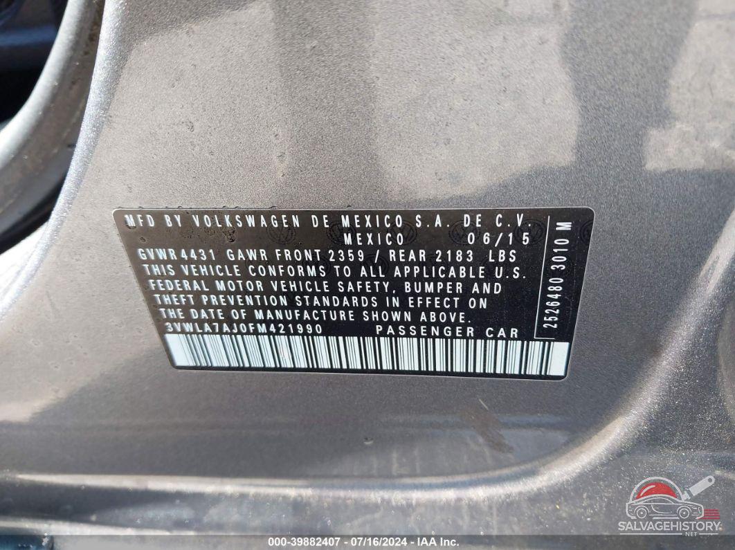 3VWLA7AJ0FM421990 2015 VOLKSWAGEN JETTA photo no. 9