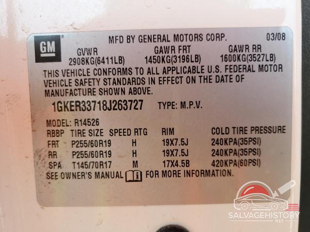 1GKER33718J263727 2008 GMC ACADIA photo no. 13