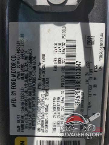 3FA6P0HD8ER133647 2014 FORD FUSION photo no. 12