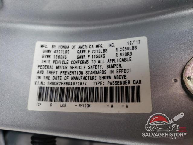 1HGCR2F86DA071877 2013 HONDA ACCORD photo no. 12