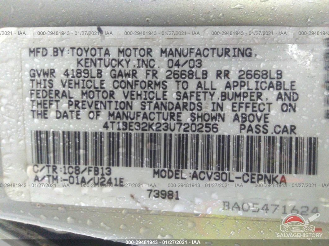 4T1BE32K23U720256 2003 TOYOTA CAMRY photo no. 9
