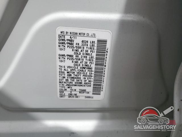 JN8AS5MVXBW297266 2011 NISSAN ROGUE photo no. 13