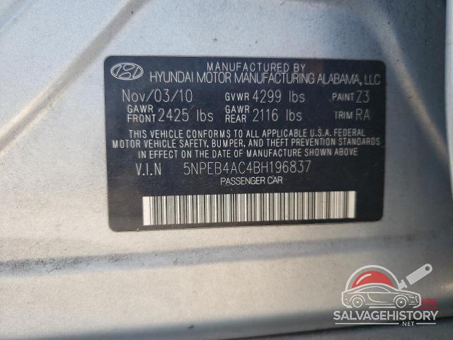 5NPEB4AC4BH196837 2011 HYUNDAI SONATA photo no. 12
