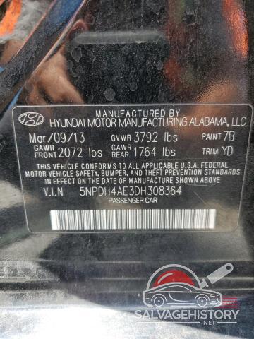 5NPDH4AE3DH308364 2013 HYUNDAI ELANTRA photo no. 12