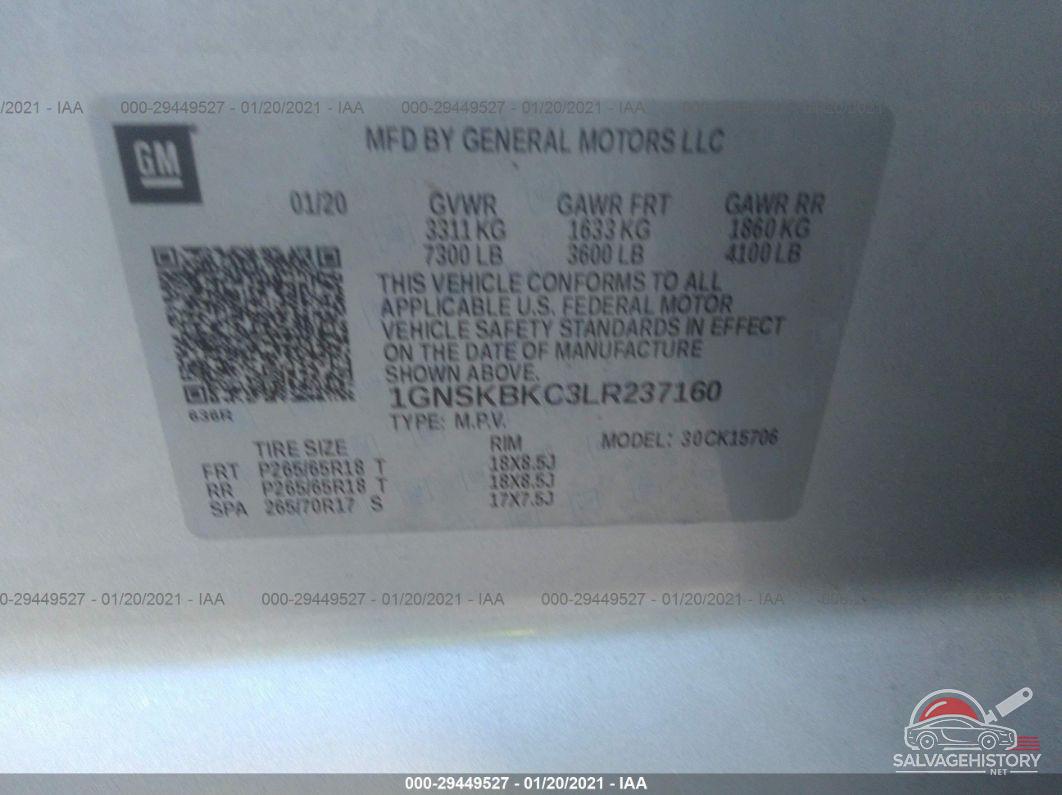 1GNSKBKC3LR237160 2020 CHEVROLET TAHOE photo no. 9