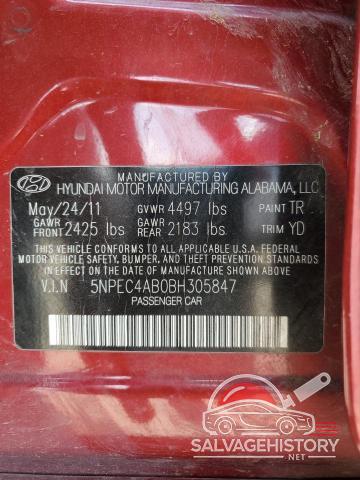 5NPEC4AB0BH305847 2011 HYUNDAI SONATA photo no. 12