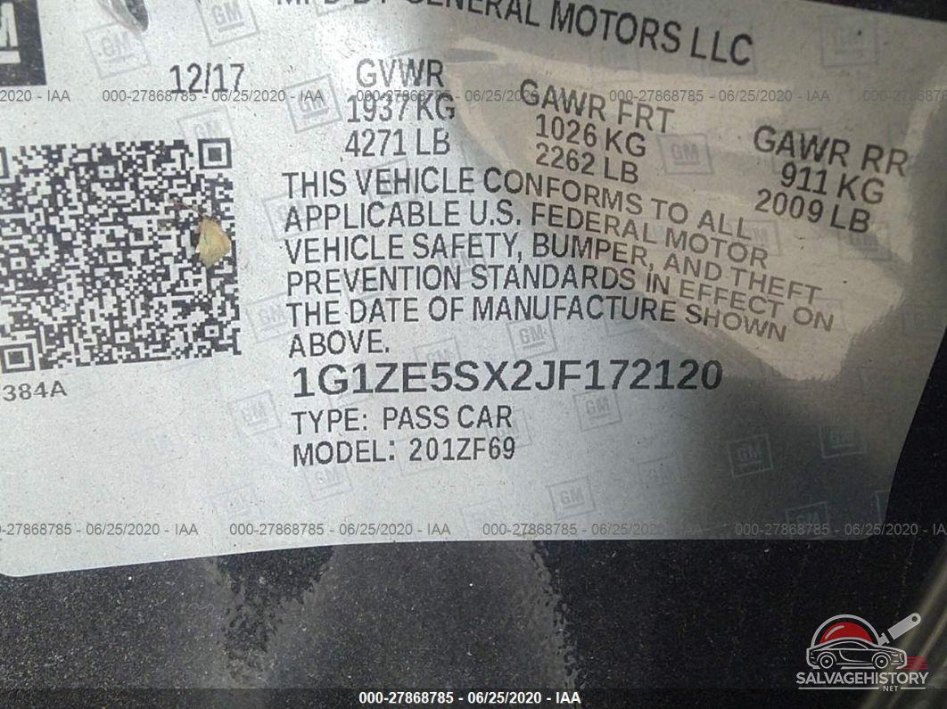 1G1ZE5SX2JF172120 2018 CHEVROLET MALIBU photo no. 9