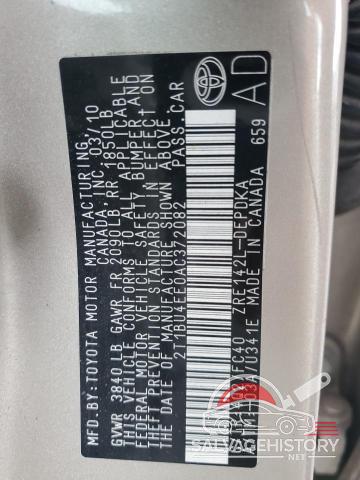 2T1BU4EE0AC372082 2010 TOYOTA COROLLA photo no. 12