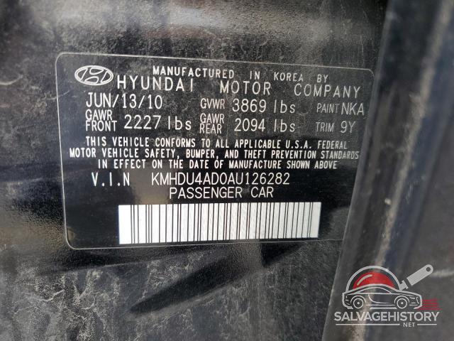 KMHDU4AD0AU126282 2010 HYUNDAI ELANTRA photo no. 12