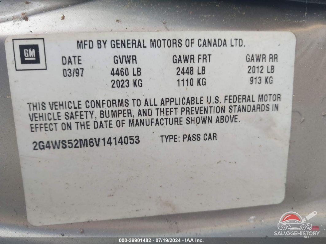 2G4WS52M6V1414053 1997 BUICK CENTURY photo no. 9
